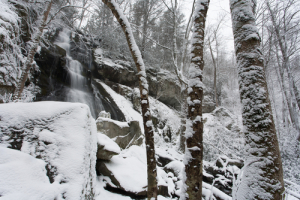 Hen Wallow Falls in the snow