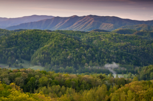 Sunrise in the Smoky Mountains viewed from an overlook along Foothills Parkway just outside Townsend